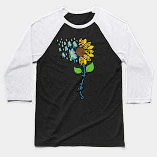 down syndrome awareness sunflower and butterfly design Baseball T-Shirt